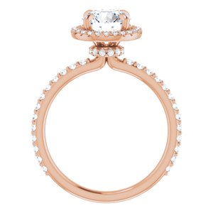 14K Rose 7 mm Round Forever One™ Moissanite & 3/8 CTW Diamond Engagement Ring
